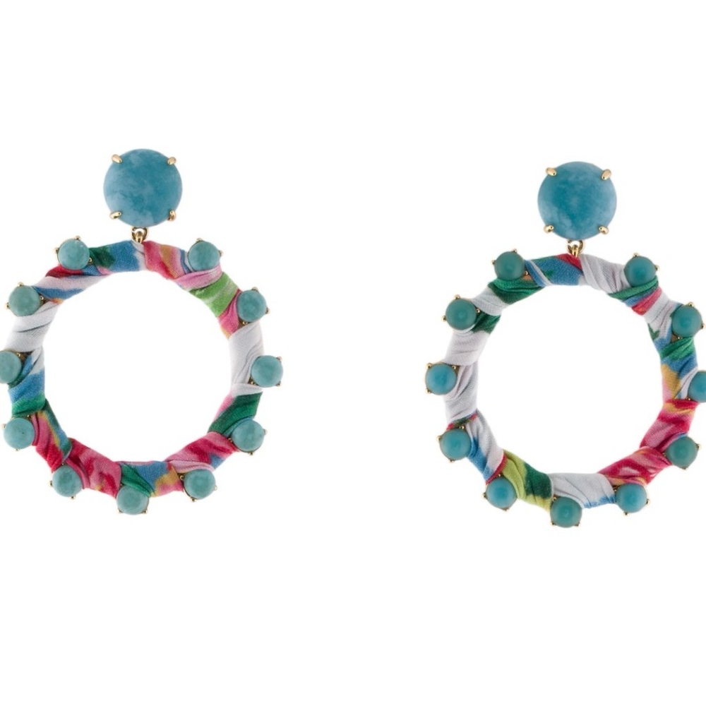 Lilly Pulitzer x Lele Sadoughi Multicolor Clip On Hoop Earrings